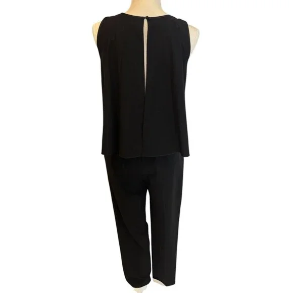 Club Monaco Sleeveless Straight Leg Jumpsuit Women's Size 0 Sheer Top w/Overlay - Picture 3 of 16